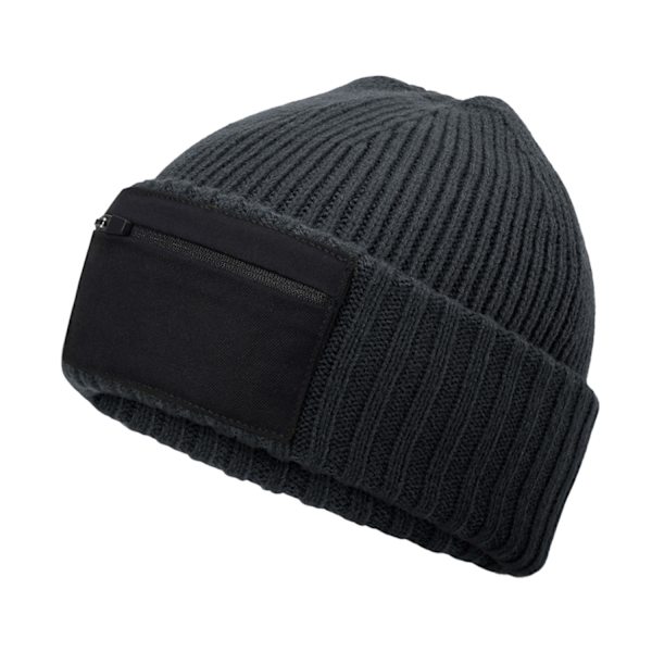 Beechfield Zip Patch Beanie One Size Graphite Grey/Black Graphite Grey/Black One Size