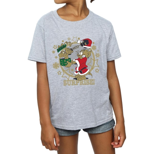 Tom And Jerry Girls Julöverraskning Bomull T-shirt 12-13 År Sports Grey 12-13 Years