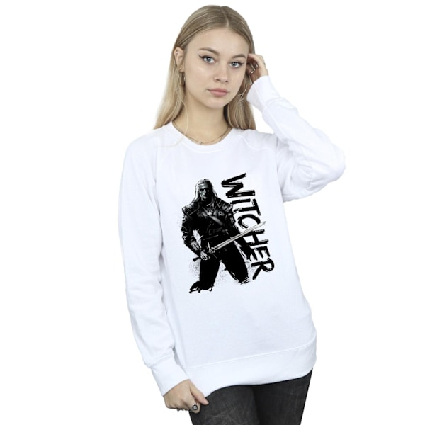 Netflix Dam/Damer The Witcher Sketch Geralt Sweatshirt L Vit White L