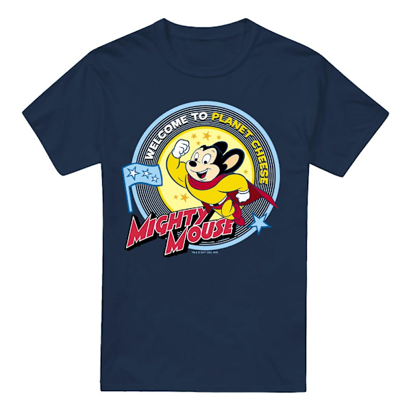 Mighty Mouse Herr Planet Cheese T-Shirt 3XL Marinblå Navy 3XL
