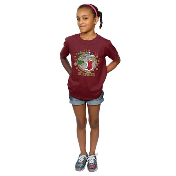 Tom And Jerry Girls Julöverraskning Bomull T-shirt 12-13 År Burgundy 12-13 Years