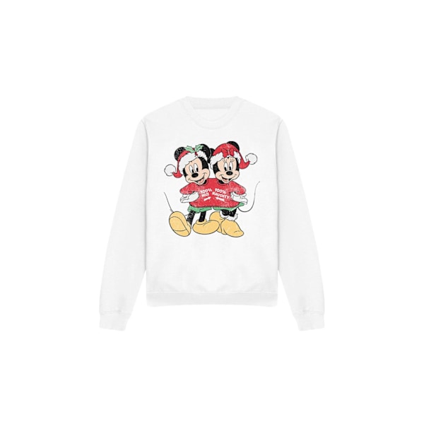 Disney Unisex Vuxen Mickey & Minnie Mouse Jultröja White XXL