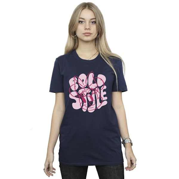 Disney Dam/Kvinnor Minnie Mouse Bold Style Bomull Boyfriend T-shirt Navy Blue L