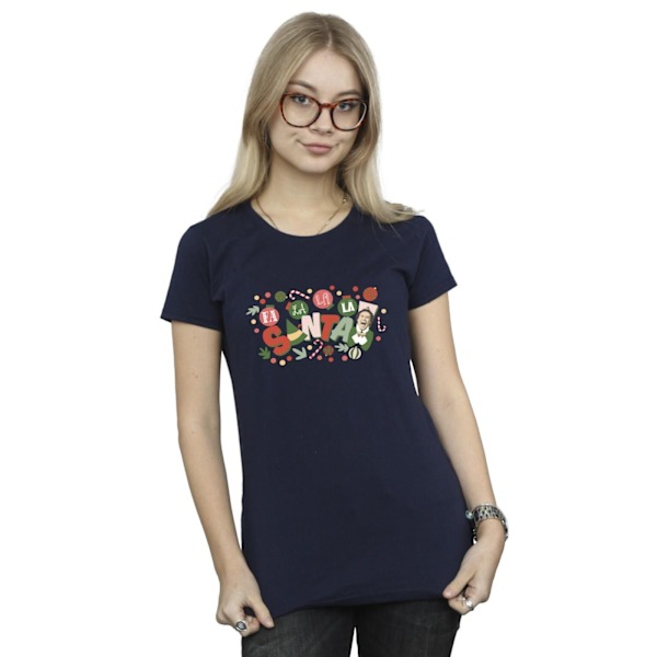 Elf Dam/Damer Santa Fa La La Bomull T-shirt L Marinblå Navy Blue L