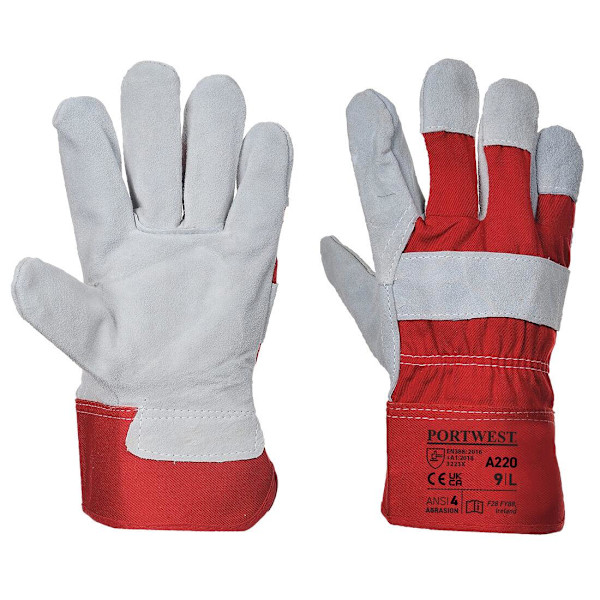 Portwest Unisex Adult A220 Premium Chrome Leather Rigger Gloves Red XL