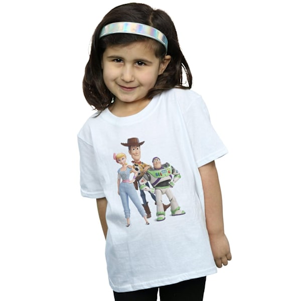 Disney Girls Toy Story 4 Woody Buzz och Bo Peep Bomull T-shirt White 7-8 Years