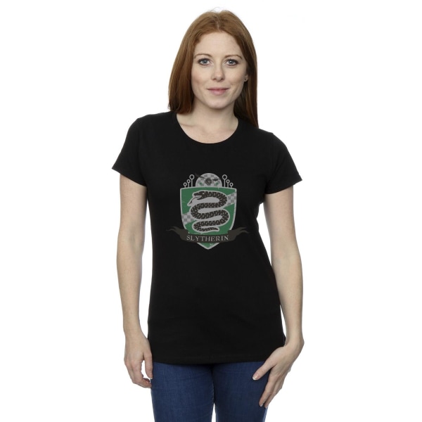 Harry Potter Dam/Kvinnor Slytherin Bröst Badge Bomull T-shirt Black XL