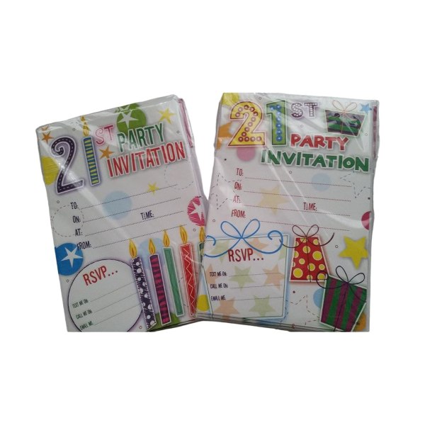 Cameos 21:a födelsedagsinbjudningar (paket med 20) One Size Multicol Multicoloured One Size