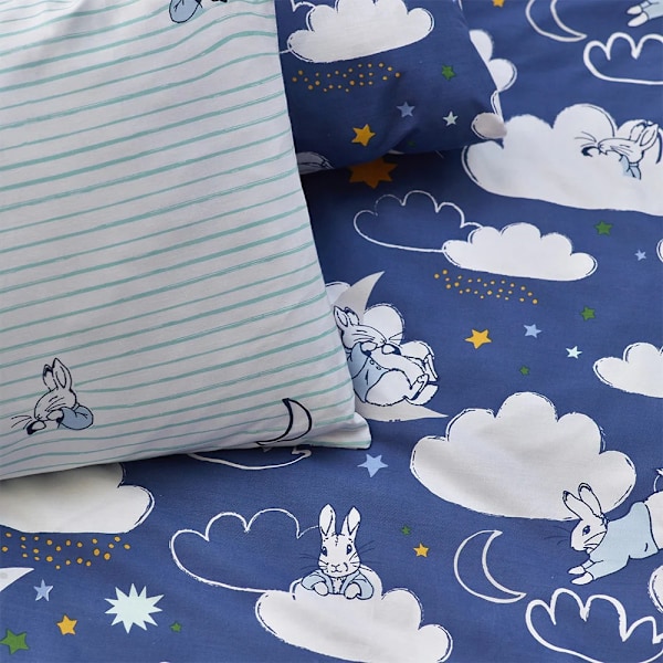 Peter Rabbit Sleepy Head Påslakan Set Enkelsäng Blå Blue Single