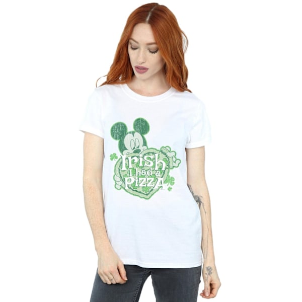 Disney Dam/Damer Mickey Mouse Shamrock Pizza Bomull Boyfriend T-shirt White 3XL