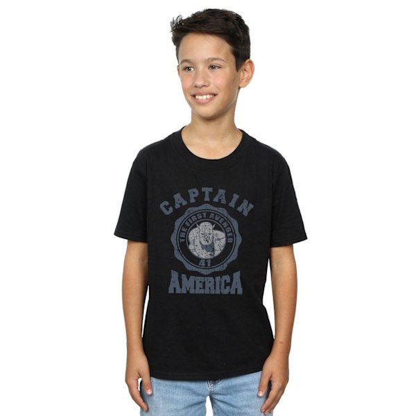 Marvel Boys Captain America Collegiate T-shirt 12-13 år Svart Black 12-13 Years