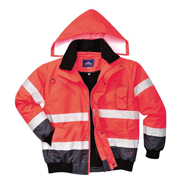 Portwest Herr 3 i 1 Hi-Vis Bomberjacka 3XL Röd/Marinblå Red/Navy 3XL