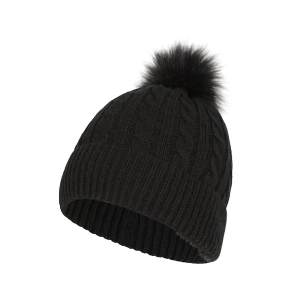 Mountain Warehouse Dam Beanie med Pompom och Fuskpälsfoder för Kvinnor Black One Size