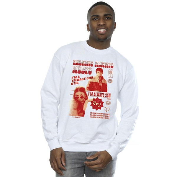 Netflix Mens Sex Education Otis Talking Helps Sweatshirt M Vit White M