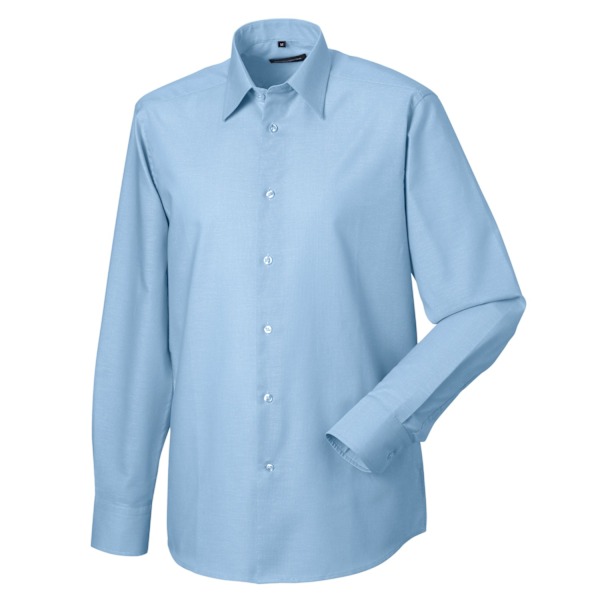 Russell Collection Herr Oxford Lätt-Skött Skräddarsydd Långärmad Oxford Blue 16.5in
