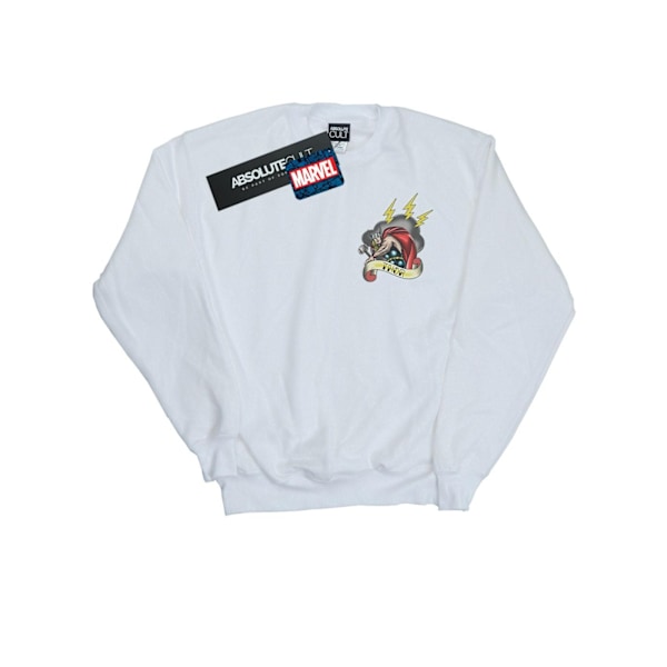 Marvel Dam/Kvinnor Thor Tatuering Brösttryck Sweatshirt XXL Vit White XXL