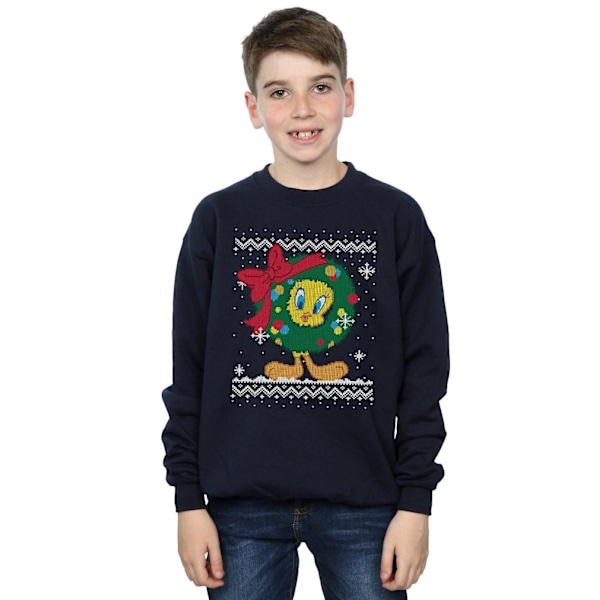 Looney Tunes Boys Tweety Pie Jul Fair Isle Sweatshirt 12- Navy Blue 12-13 Years