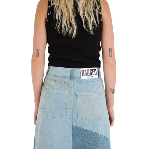 The Ragged Priest Dam/Dam Patchwork Denim Maxikjol 10 U Blue 10 UK