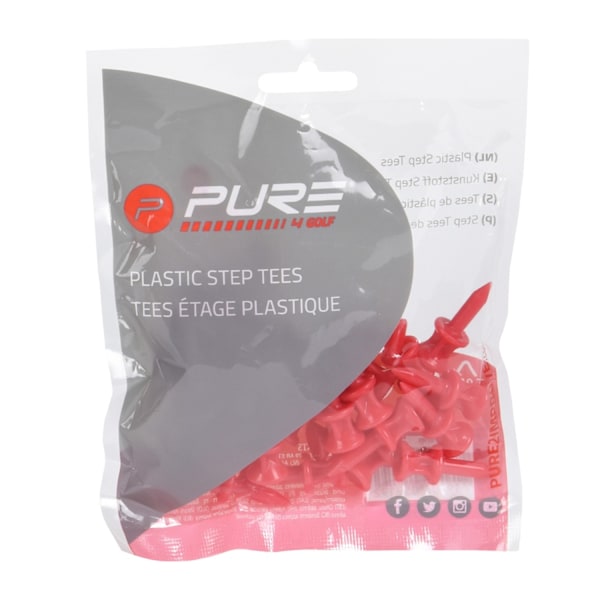 Pure2improve Step Plast Golf-Tees (25-pack) 37mm Röd Red 37mm
