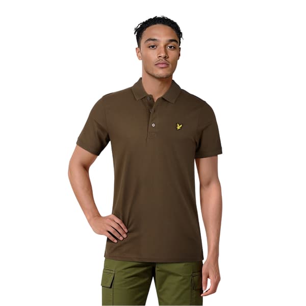 Lyle & Scott Kortärmad Pikétröja för Herr S Oliv Olive S