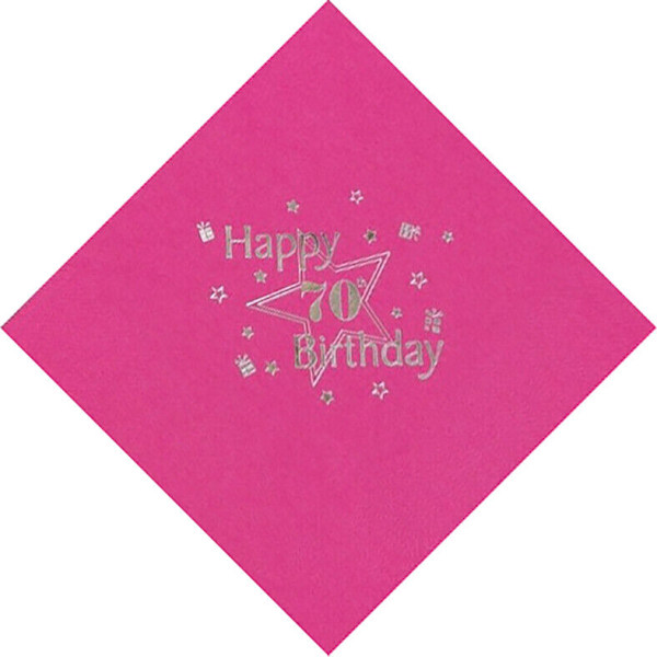 Celebration Station 3-lagers 70-års servetter (15-pack) En storlek Fuchsia Fuchsia One Size