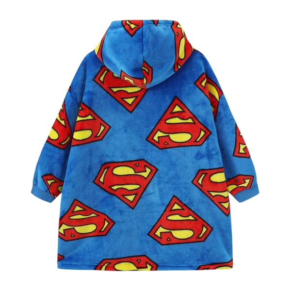 Superman Barn Oversized Långärmad Filt-Hoodie 4 Blue/Red 4-6 Years