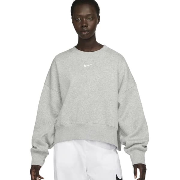Nike Dam Phoenix Fleece Crew Neck Oversized Sweatshirt Grey Marl 8 UK