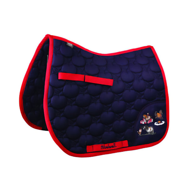 Thelwell Collection Practice Makes Perfect Quilted Apple Shape Navy/Red Shetland