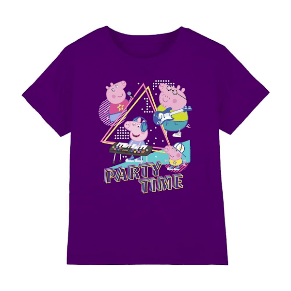 Greta Gris Barn/Kids Party Time Familj T-Shirt 12-13 År Purple 12-13 Years