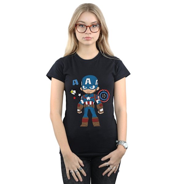 Marvel Dam/Kvinnor Captain America Sketch Bomull T-shirt S Svart Black S