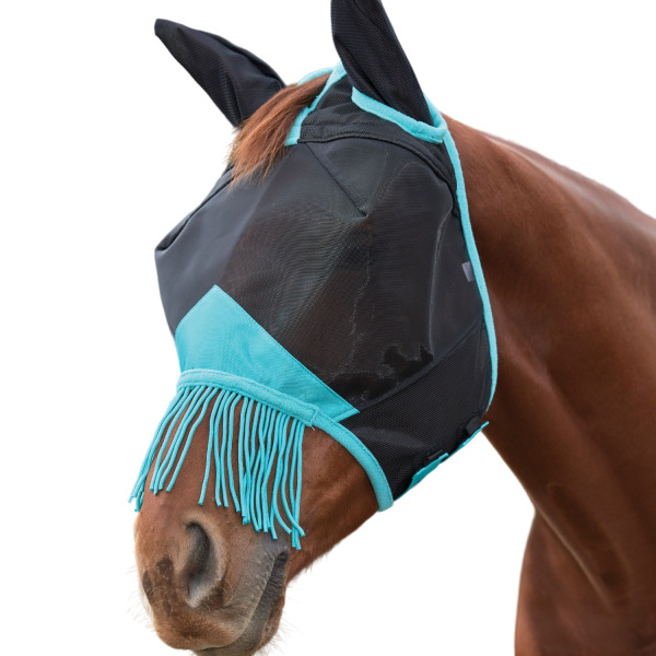 Weatherbeeta Comfitec Deluxe Tofs Mesh Horse Flugmask Wi Black/Turquoise Cob