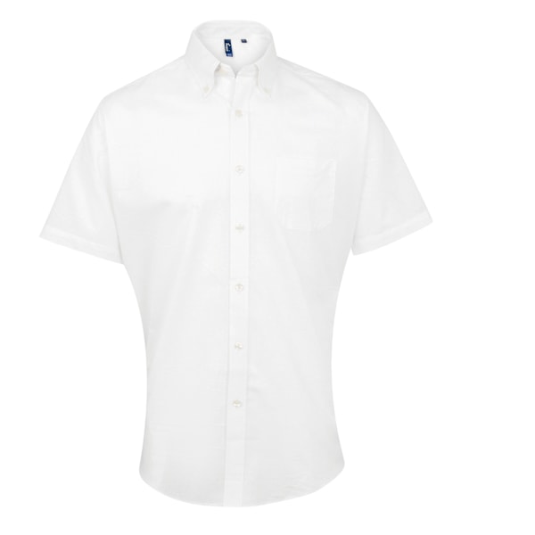 Premier Herr Signatur Oxford Kortärmad Arbets Skjorta 21in Vit White 21in