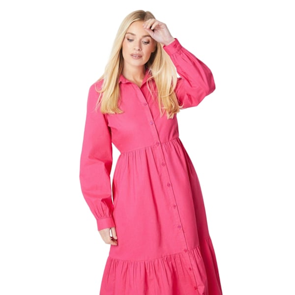 Debenhams Dam/Damer Poplin Petite Midi Skjortklänning 12 UK Ra Raspberry 12 UK