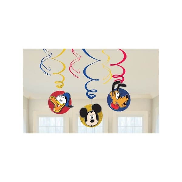 Disney Swirl Mickey Mouse Hängande Dekoration (6-pack) En Storlek Röd/Gul/Blå Red/Yellow/Blue One Size