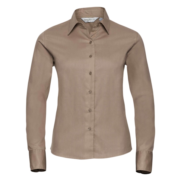 Russell Collection Dam/Kvinnor Långärmad Klassisk Twillskjorta Khaki XS
