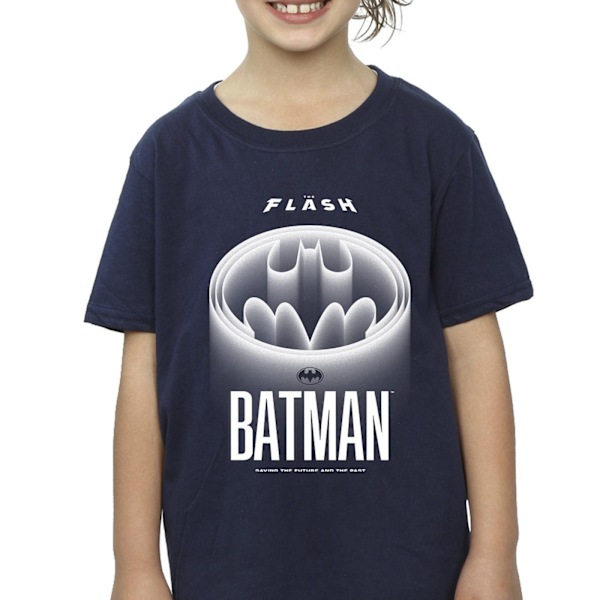 DC Comics Girls The Flash Batman Vit Logotyp Bomull T-shirt 9-11 Navy Blue 9-11 Years