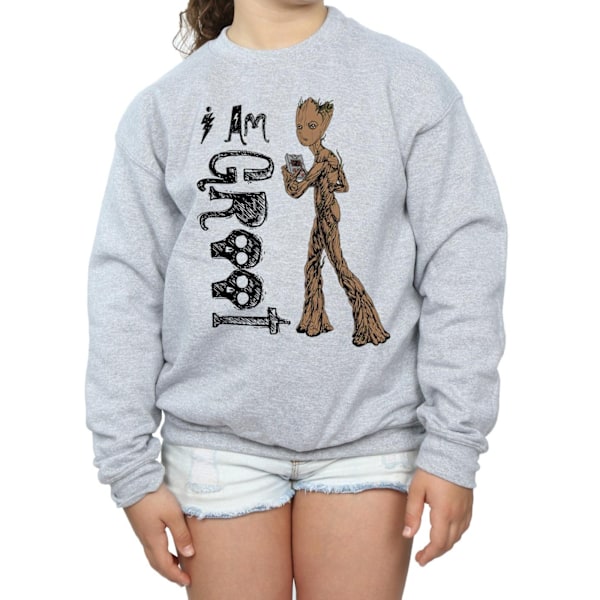 Avengers Infinity War Girls I Am Teenage Groot Sweatshirt 7-8 år Sports Grey 7-8 Years