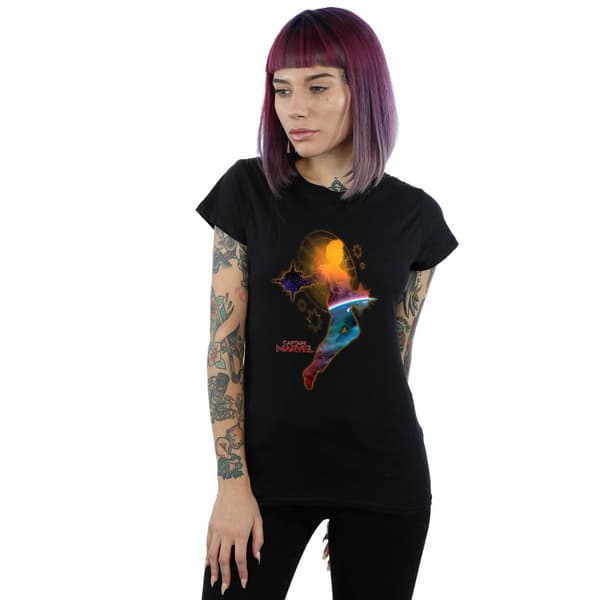 Marvel Dam/Dam Captain Marvel Nebula Flight T-shirt i bomull Black M