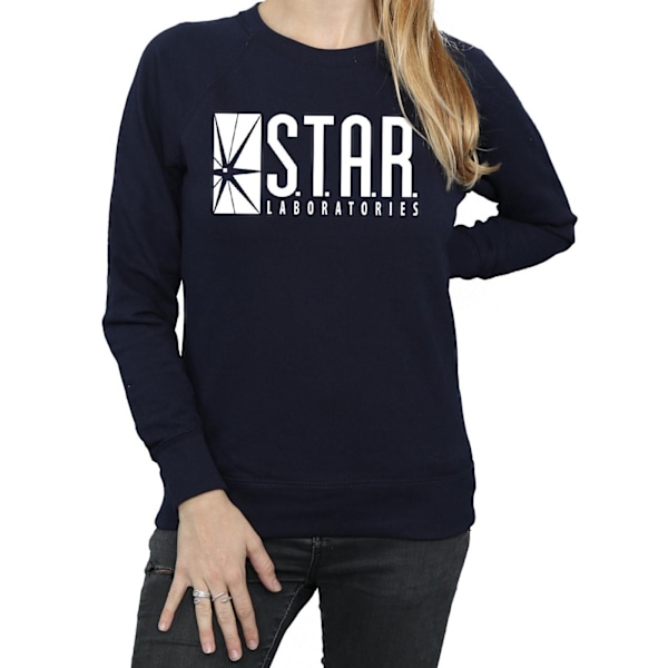 DC Comics Dam/Kvinnor The Flash STAR Labs Sweatshirt S Marinblå B Navy Blue S