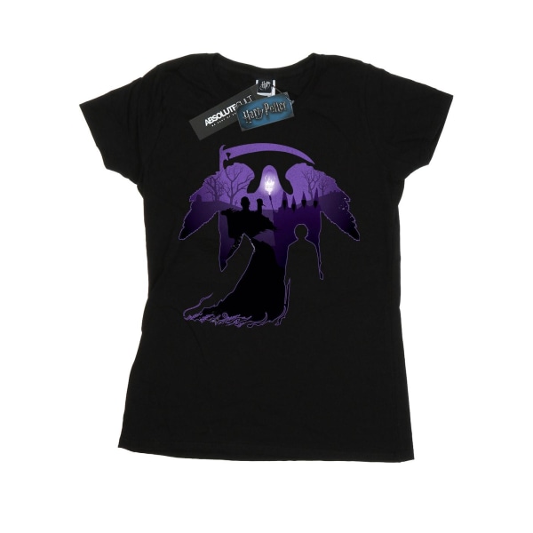 Harry Potter T-shirt i bomull för kvinnor/damer Graveyard Silhouette Black M