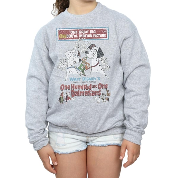 Disney Girls 101 Dalmatians Retro Poster Sweatshirt 7-8 år S Sports Grey 7-8 Years