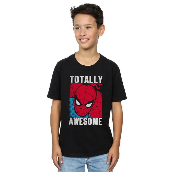 Spider-Man Boys Totally Awesome Cotton T-Shirt 7-8 Years Black Black 7-8 Years