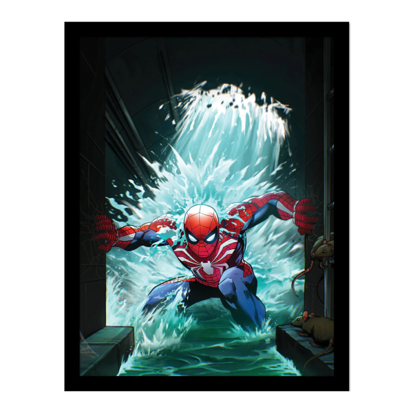 Spider-Man Vatteninramad affisch 40cm x 30cm Svart/Blå/Röd Black/Blue/Red 40cm x 30cm