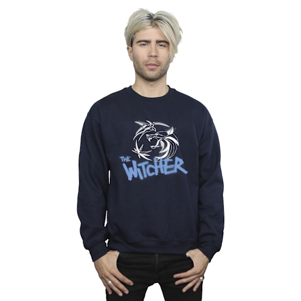 Netflix The Witcher Spray Logo Sweatshirt 4XL Marinblå Navy Blue 4XL