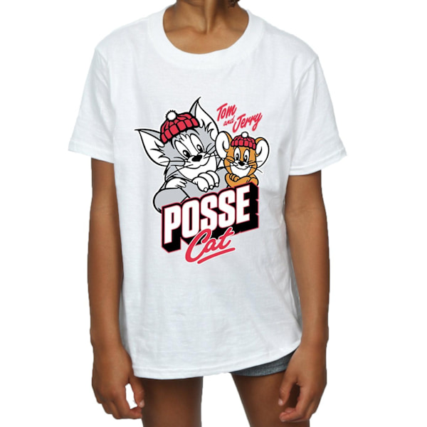 Tom And Jerry Girls Posse Cat Bomull T-shirt 9-11 År Vit White 9-11 Years