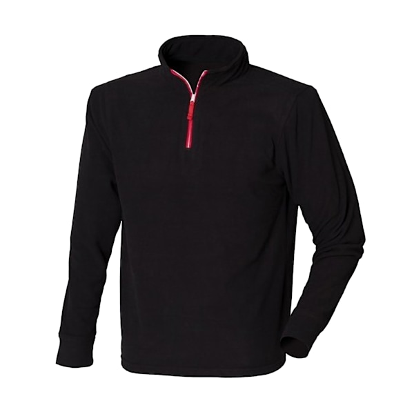 Finden & Hales Herr 1/4 Dragkedja Långärmad Pipad Fleece Topp S Svart Black/Red S