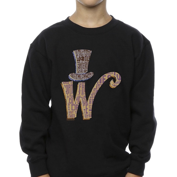 Willy Wonka Boys W Logo Hat Sweatshirt 9-11 år Svart Black 9-11 Years