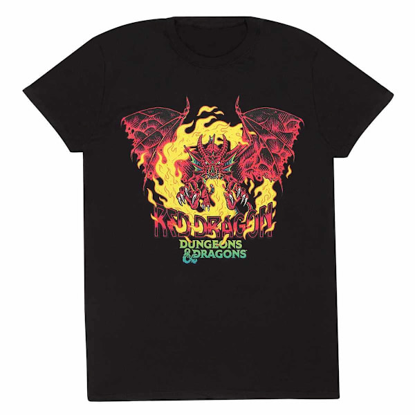 Dungeons & Dragons Unisex Vuxen Röd Drake T-shirt XL Svart Black XL