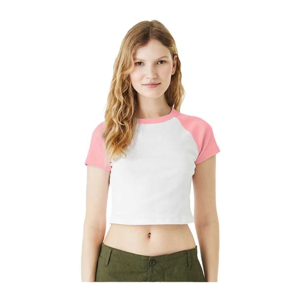 Bella + Canvas Dam/Dam Baby Micro-Rib Raglan T-shirt M Vit White/Pink M