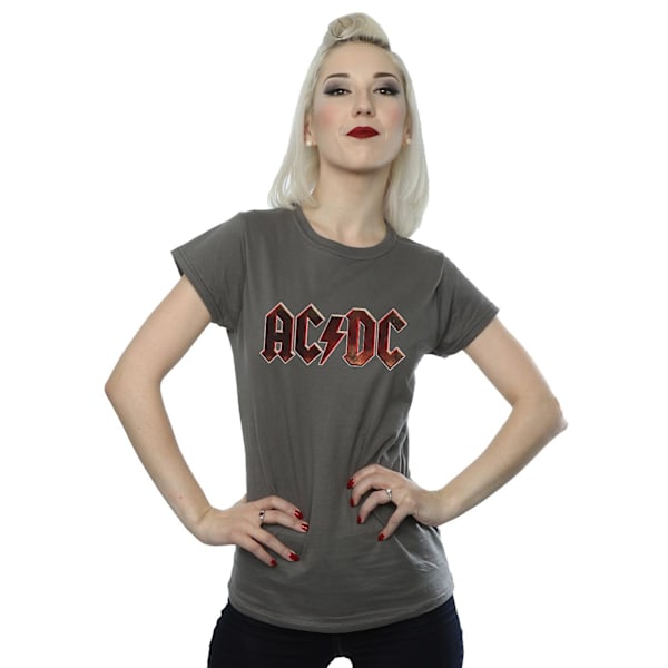 AC/DC Dam/Kvinnor Raw Distressed Logo Bomull T-shirt L Charco Charcoal L
